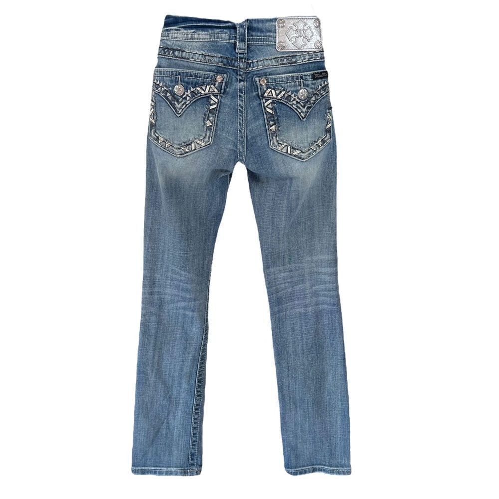 Miss Me Signature Straight Embellished Flap Pocket Jeans